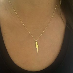 14K Gold Lightning Bolt Necklace